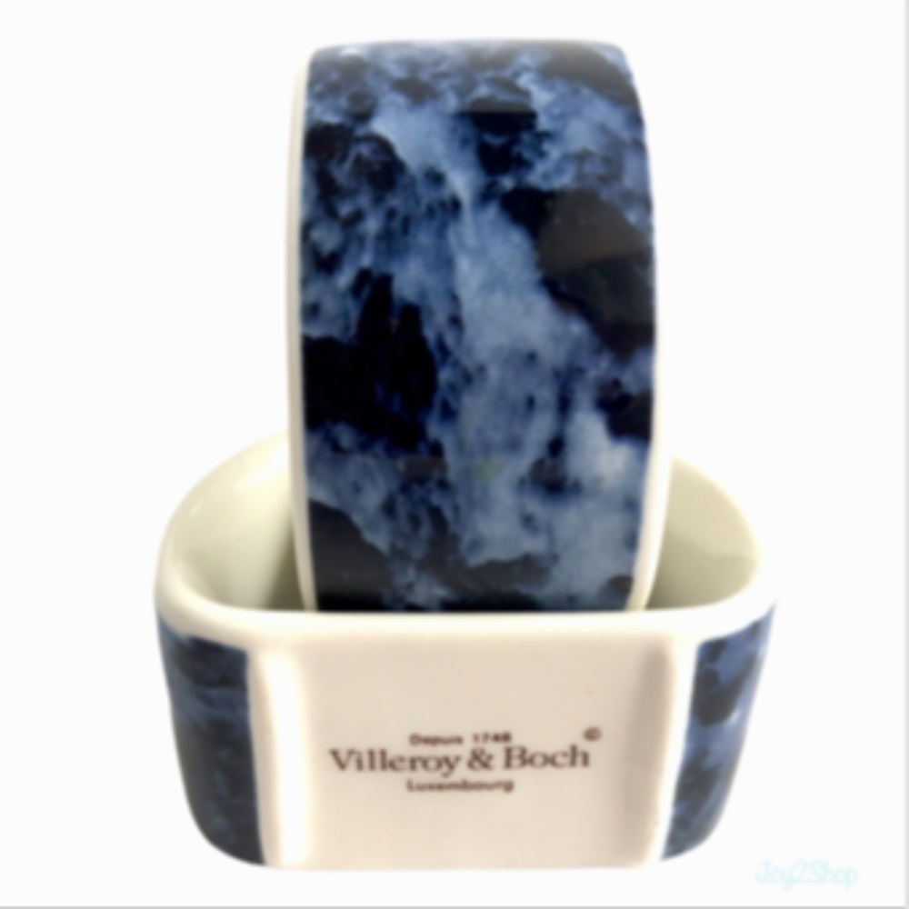 Villeroy & Boch Blue Marble Napkin Rings Lot of 2